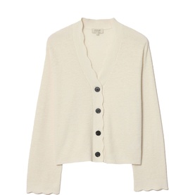 Scalloped Trim Knitted Cardigan