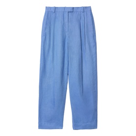 Linen Pleated Tapered-Leg Trousers