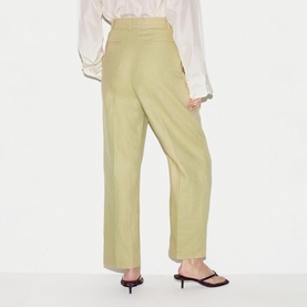 Linen Pleated Tapered-Leg Trousers