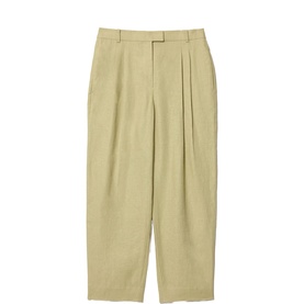 Linen Pleated Tapered-Leg Trousers