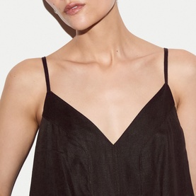 Strappy Linen Flared Dress