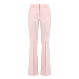 Max Mara Sportmax Antique Rose virgin wool flared trousers with front crease, belt loops, and side pockets