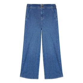 Buckle Detail Wide Leg Jeans