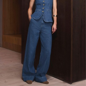 Buckle Detail Wide Leg Jeans