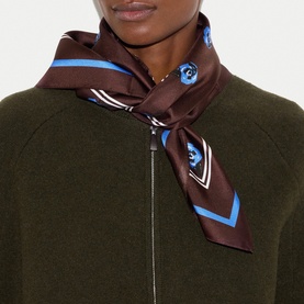 Mini Geo Rose Silk Twill Square Scarf