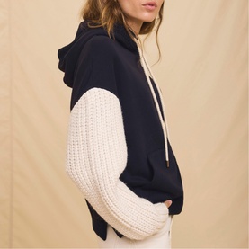 Knitted Detail Hoodie