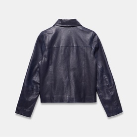 Scallop Trim Leather Jacket