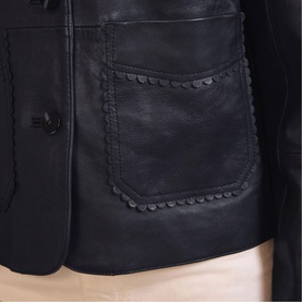Scallop Trim Leather Jacket