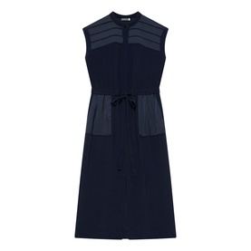 Utility Satin Panel Flared Dress