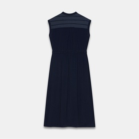 Utility Satin Panel Flared Dress