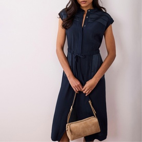 Utility Satin Panel Flared Dress