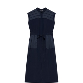 Utility Satin Panel Flared Dress