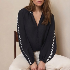 Whipstitch Side Detail Blouse