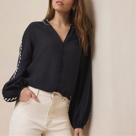 Whipstitch Side Detail Blouse