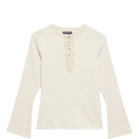Ribbed Ruffle Henley Top