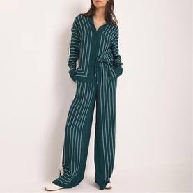 Nia Striped High-Rise Wide Leg Trousers