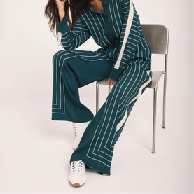 Nia Striped High-Rise Wide Leg Trousers