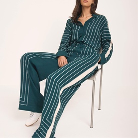 Nia Striped High-Rise Wide Leg Trousers