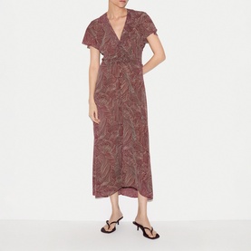 Optic Swirl Ruched Flared Dress