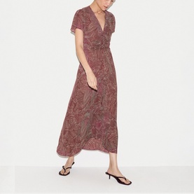 Optic Swirl Ruched Flared Dress