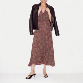 Optic Swirl Ruched Flared Dress