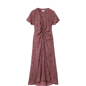 Optic Swirl Ruched Flared Dress