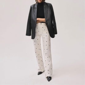 Polka Dot High-Rise Straight Leg Jeans