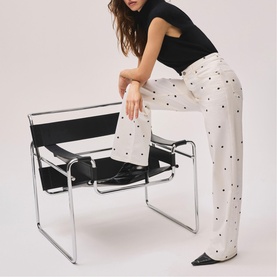 Polka Dot High-Rise Straight Leg Jeans