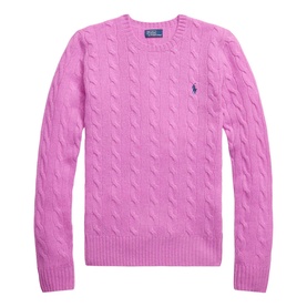 Polo Ralph Lauren Thistle Pink cable-knit crew-neck sweater with embroidered pony logo