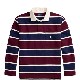 Oversized Pony Logo Striped Rugby Shirt