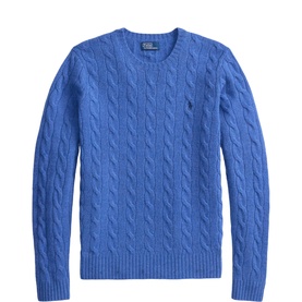 Polo Player Cable Knit Sweater