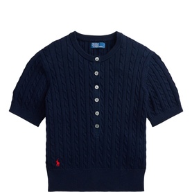 Pony Logo Mini Cable Henley Sweater