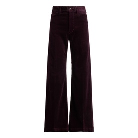 Polo Ralph Lauren wide-leg corduroy trousers in Midnight Merlot, featuring a high rise, button fastening, and flared leg silhouette.
