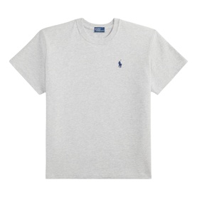 Polo Ralph Lauren T-Shirt in Grey Ash Heather, crew neck, short sleeves, navy embroidered Polo Pony logo on chest