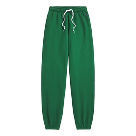 Polo Ralph Lauren Pony Logo Fleece Drawstring Sweatpants in Bush Green, elasticated waist with white drawstring and tapered cuffed ankles