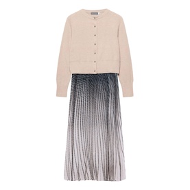 Knitted Top Printed Flared Dress