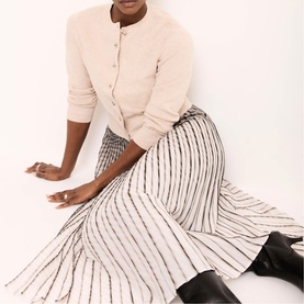 Knitted Top Printed Flared Dress