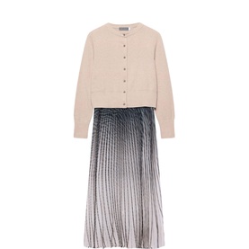 Knitted Top Printed Flared Dress