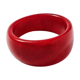 Mint Velvet red wide marbled resin bangle bracelet with high-gloss finish, chunky curved silhouette