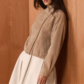 Suede Leather Bomber Jacket