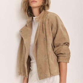 Suede Leather Bomber Jacket