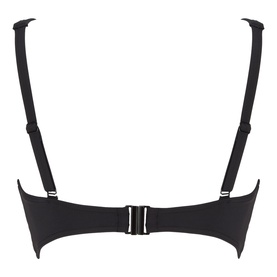 Sea Level Essentials Cross Front Multifit Bikini Top in black, rear view showing adjustable straps and centre back clasp fastening