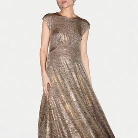 Shimmer Curved Seam Flared Dress