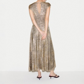 Shimmer Curved Seam Flared Dress