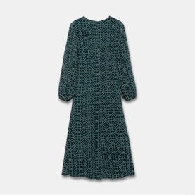 Printed Scarf Detail Flared Dress