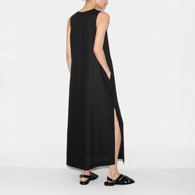 Side Pocket Linen Flared Dress