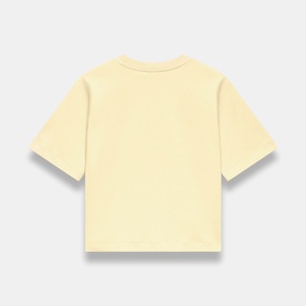 Mint Velvet yellow boxy short-sleeve T-shirt, back view, plain finish with dropped shoulders.