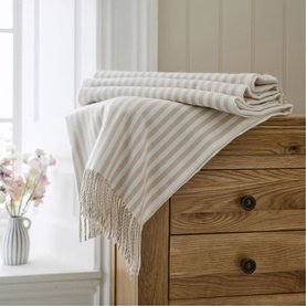 Salcombe Stripe Throw Latte