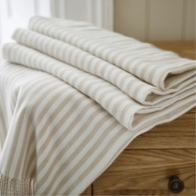Salcombe Stripe Throw Latte