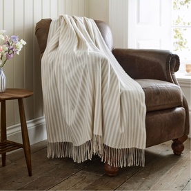Salcombe Stripe Throw Latte